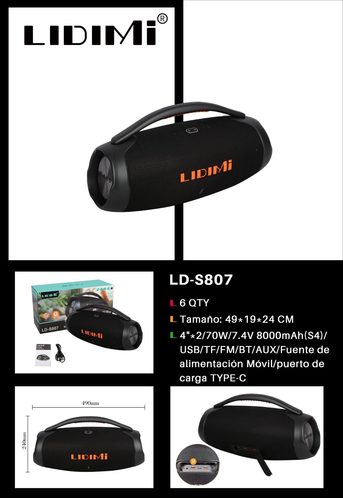 parlante bluetooth lidimi ld s807