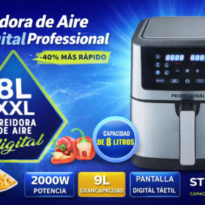 freidora de aire digital trillium st 9988s – 8 litros xxl, 2400w