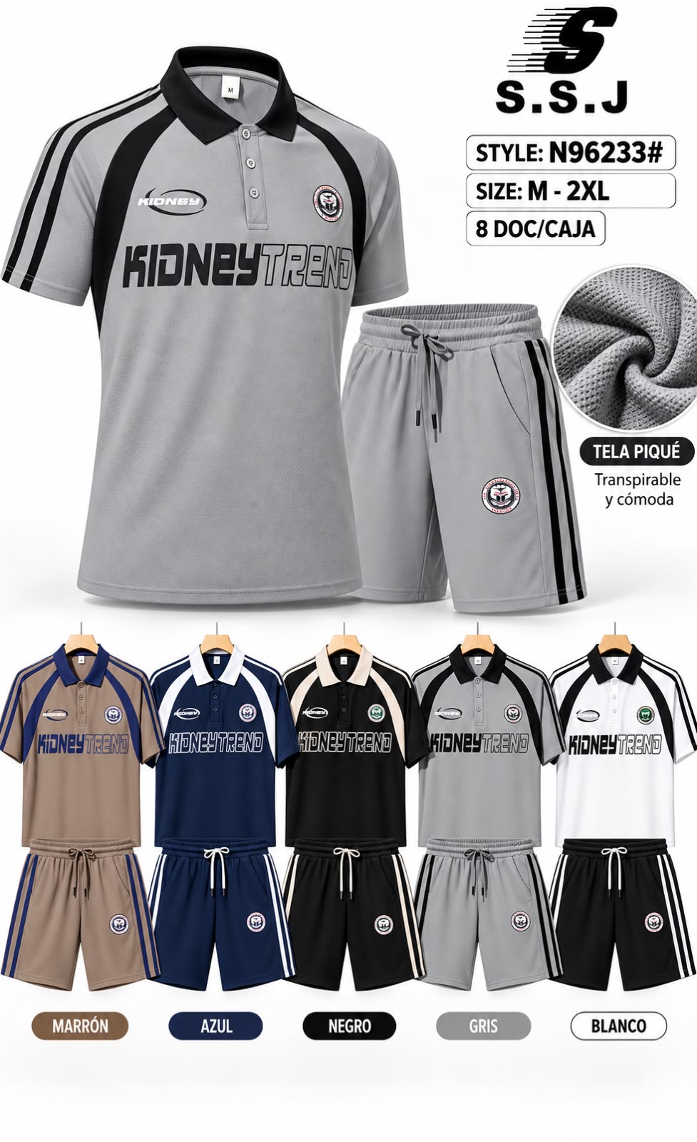 Conjunto SSJ de chomba y short de piqué