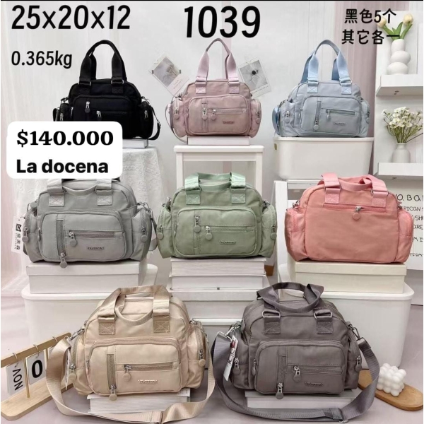 Bolso de mano y bandolera de nylon multibolsillos 1039