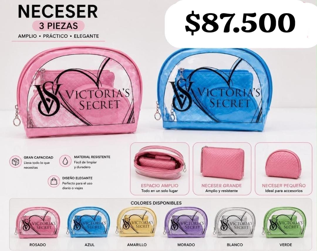 Set de neceser Victoria's Secret x3 piezas semicircular