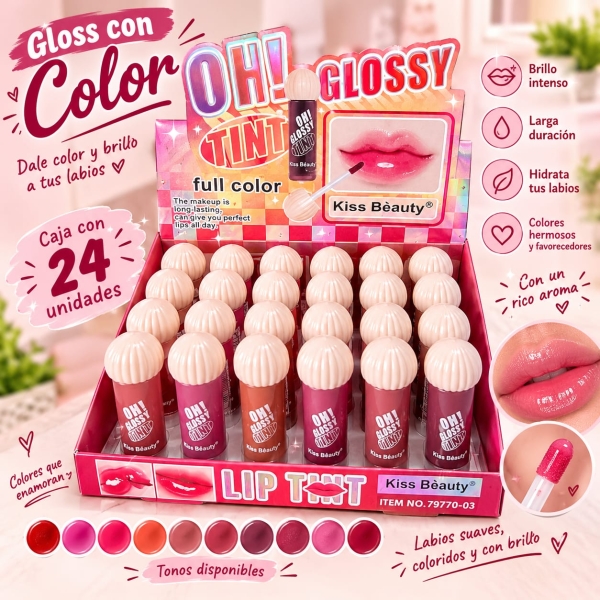 Gloss con color Kiss Beauty Oh! Glossy Tint