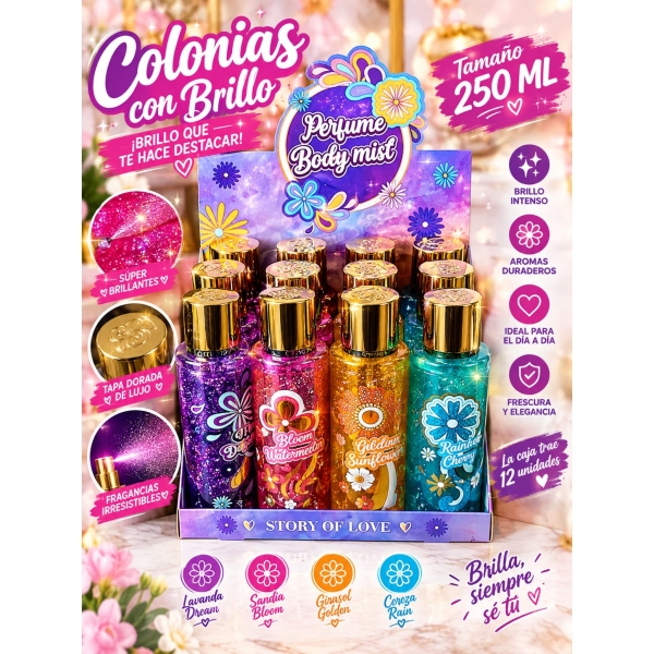 Colonias con brillo Story of Love 250ml