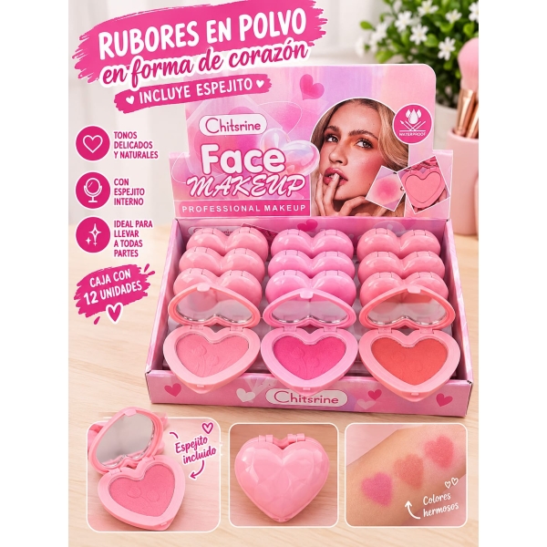 Rubores en polvo en forma de corazón Chitsrine