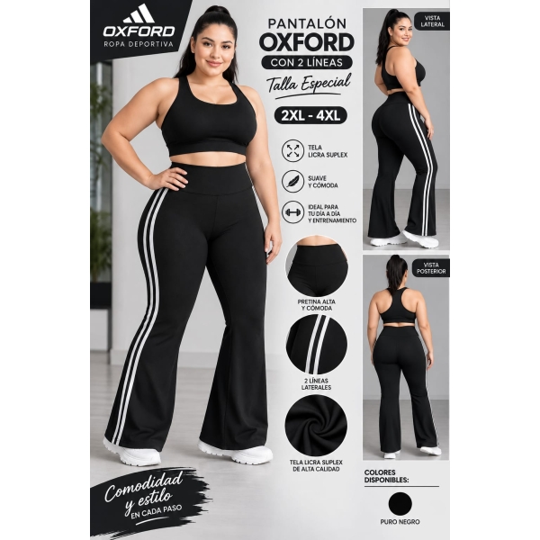 Pantalón Oxford deportivo 2 líneas talle especial