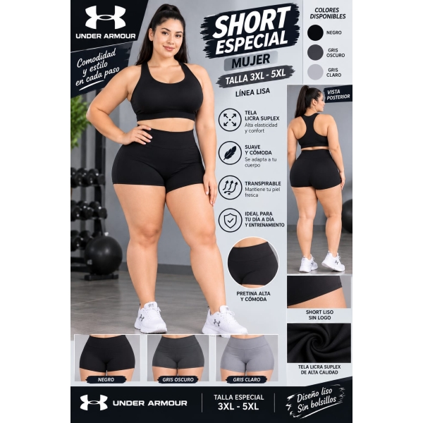 Short especial mujer Under Armour línea lisa