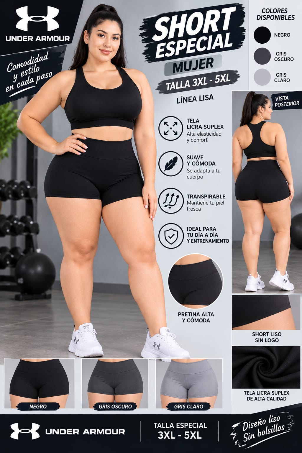 Short especial mujer Under Armour línea lisa