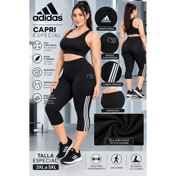 Capri especial con bolsillo Adidas