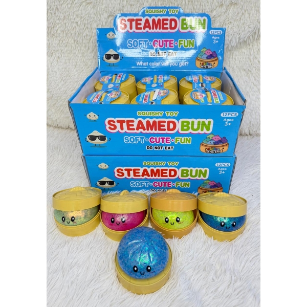 Juguete antiestrés squishy bollito al vapor con glitter x12