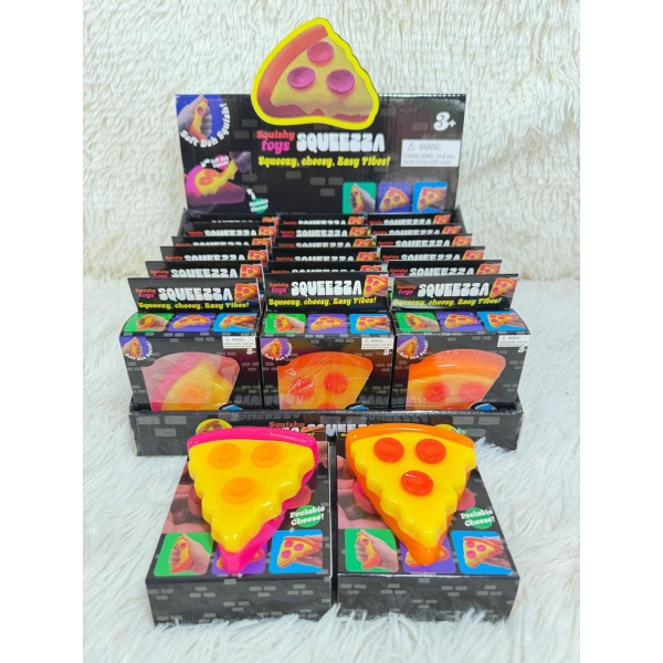Juguete antiestrés squishy porción de pizza con luz x12